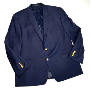 Lauren Ralph Lauren Mens Blazer Navy Blue Wool Sports Coat 48R with Gold Buttons